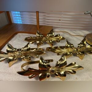 Brass Bow Curtain Tie Backs Vintage Made in India Beautiful Heavy Set Of 4